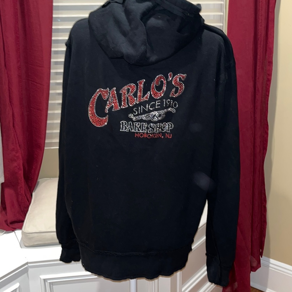 Carlo’s Bake Shop Black Zippered hoodie sweatshirt Rhinestones size XL